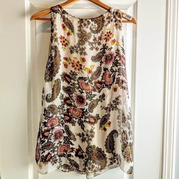H Trend Italian Silk Print Sleeveless Top - Picture 2 of 4